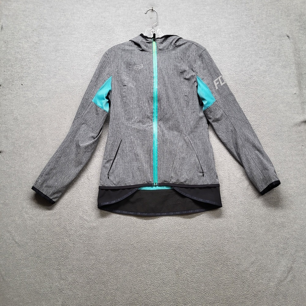Fox Women Jacket XS Gray Head Activewear Logo Zipper Vanish